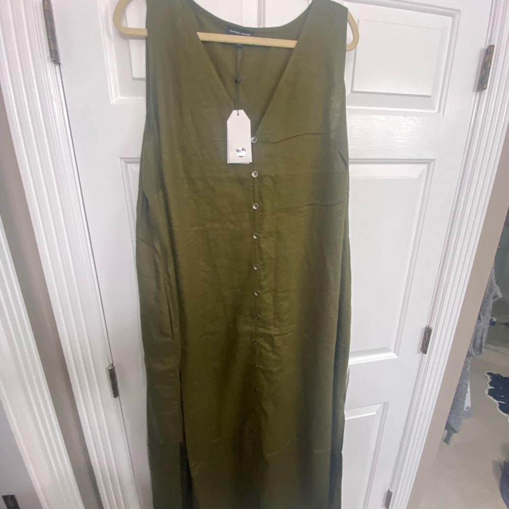 Universal Standard sleeveless linen dress in Olive Green Size M/2X 18/20 NWT